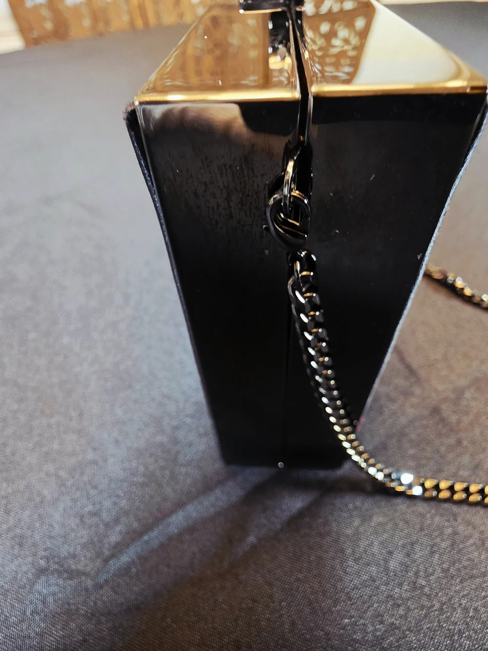 Jason Wu Minaudiere Clutch. Hand Beaded Red Detail with Black Satin.